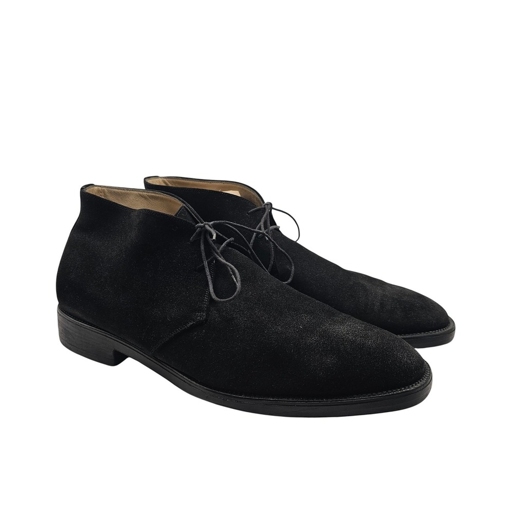 Salvatore Ferragamo Italy Suede Chukka Boots 12 2E Black Lace Up Designer Luxury